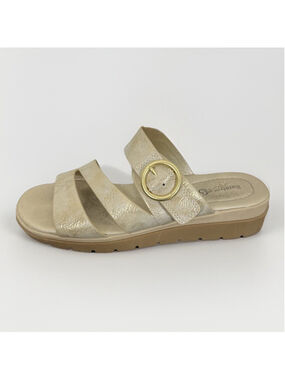 Baretraps Romeo Gold Wedge Sandals Sz 8 Women Slip On Gold Metallic Comfort Boho